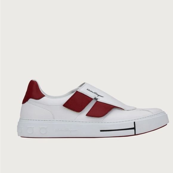 Salvatore Ferragamo 11.5 m LIMA Men's White and Red Sneakers